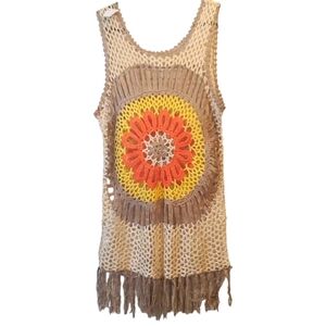 NEW Handmade Bohemian Macrame Crochet Cover-up Or Festival Mini Dress